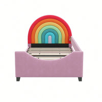 Colorful Rainbow Twin Daybed Low Profile Design Stylish Princess Bed For Kids And Teens