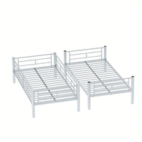 Twin Over Twin Metal Bunk Bed With Ladder High Guardrails And Storage Space Noise Free Grey Silver