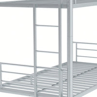 Twin Over Twin Metal Bunk Bed With Ladder High Guardrails And Storage Space Noise Free Grey Silver