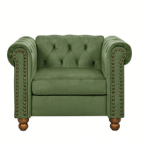 Elegant Velvet Tufted Chesterfield Single Seater Sofa For Modern Living Room In Green