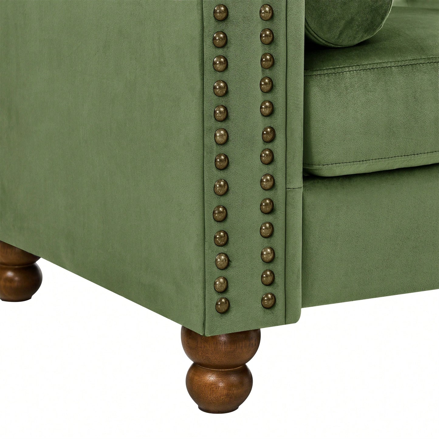 Elegant Velvet Tufted Chesterfield Single Seater Sofa For Modern Living Room In Green