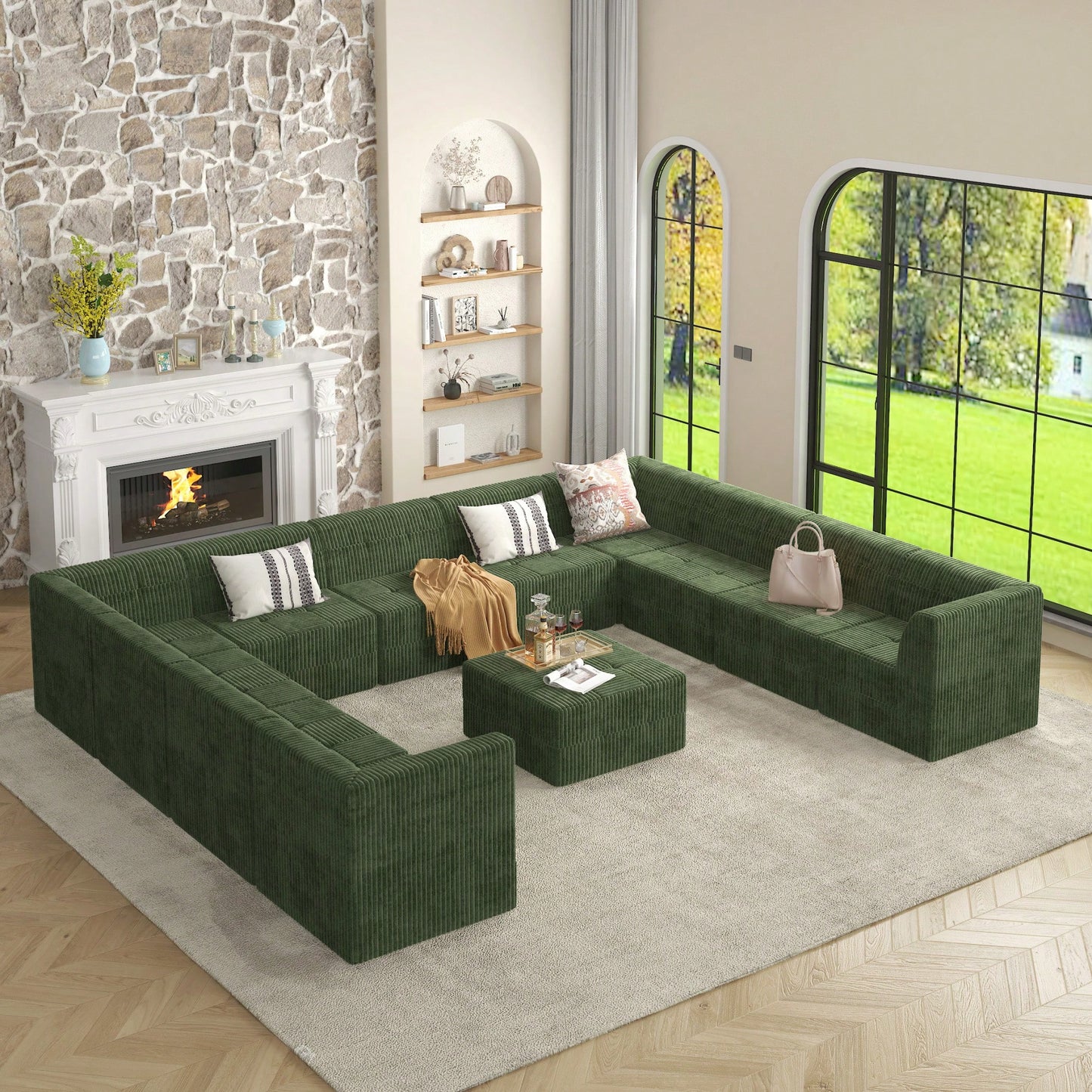 Modern Minimalist Single Seat Corduroy Sofa Sleeper Couch For Space-Efficient Living Room And Bedroom In Green