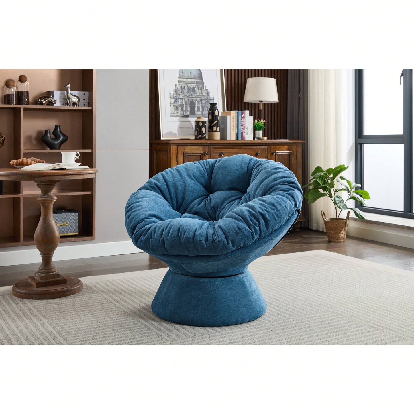 Oversized 360 Swivel Barrel Chair For Living Room And Bedroom Comfort