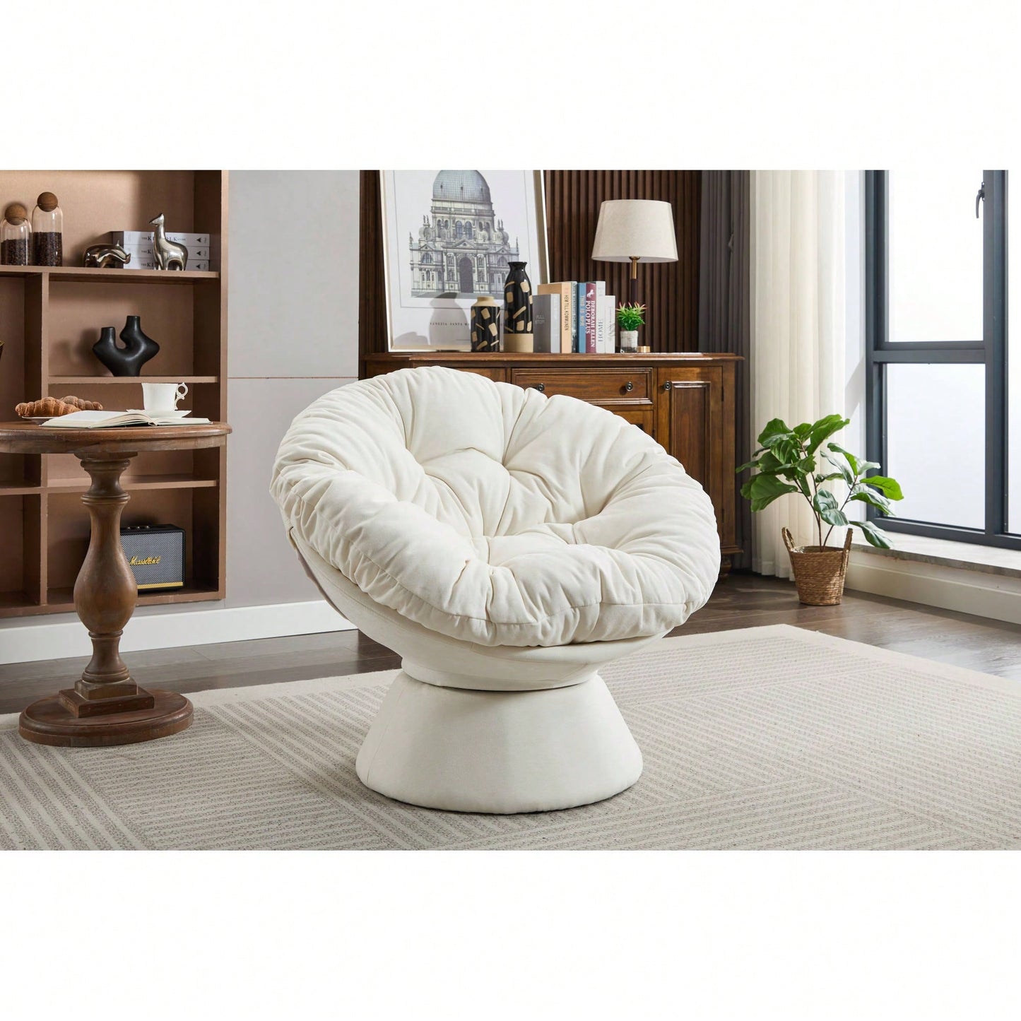 Oversized 360 Swivel Barrel Chair For Living Room And Bedroom Comfort