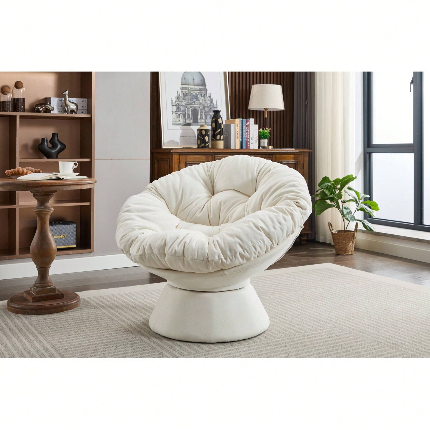 Oversized 360 Swivel Barrel Chair For Living Room And Bedroom Comfort