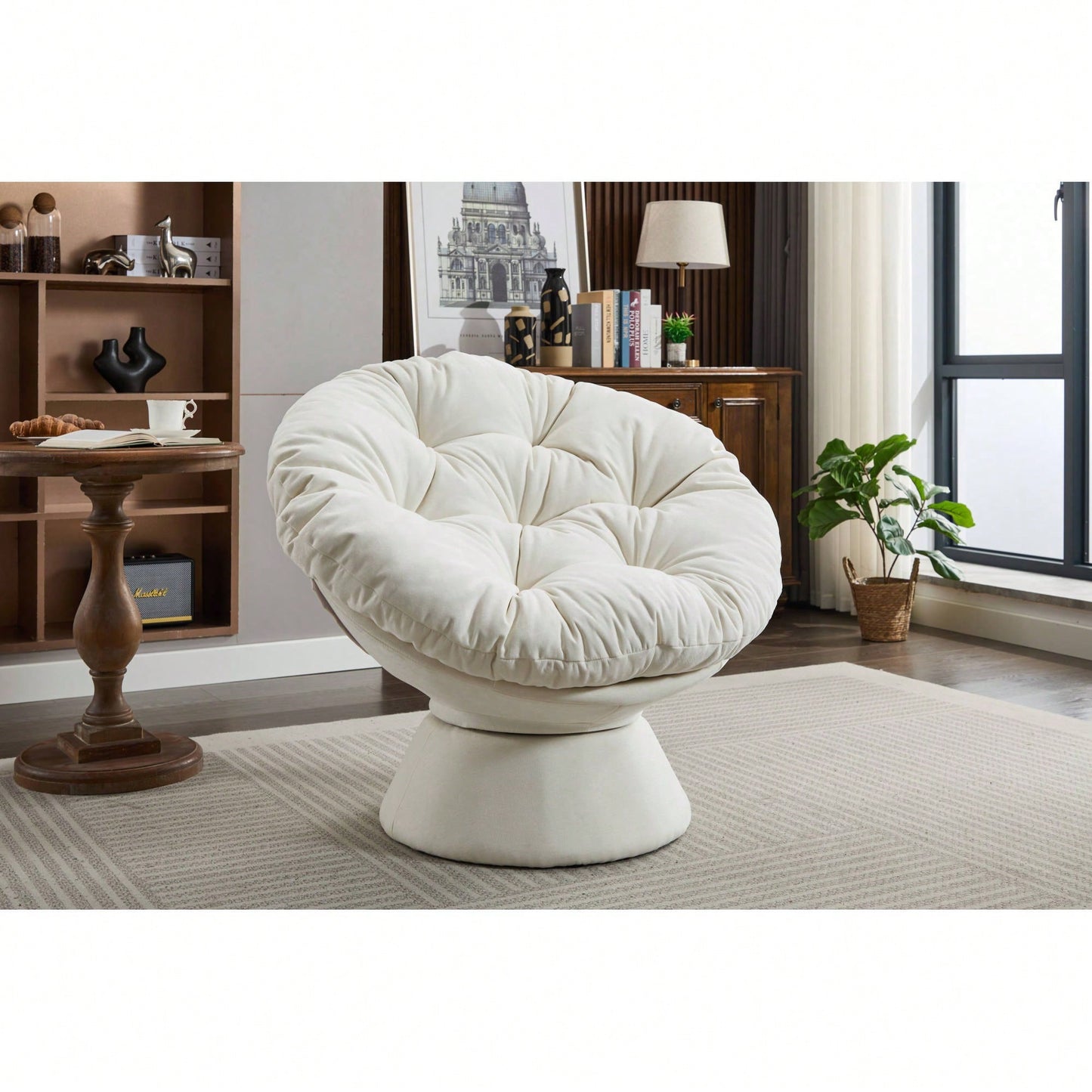 Oversized 360 Swivel Barrel Chair For Living Room And Bedroom Comfort