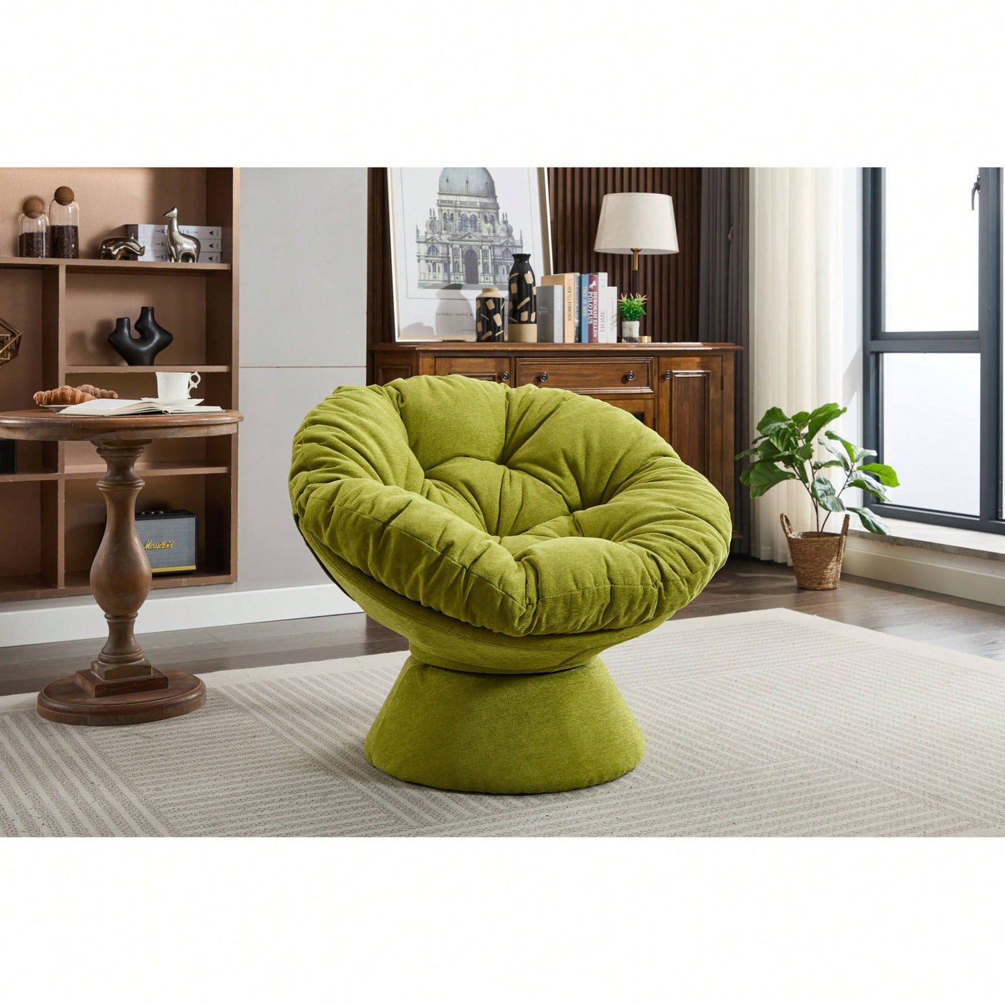 Oversized 360 Swivel Barrel Chair For Living Room And Bedroom Comfort