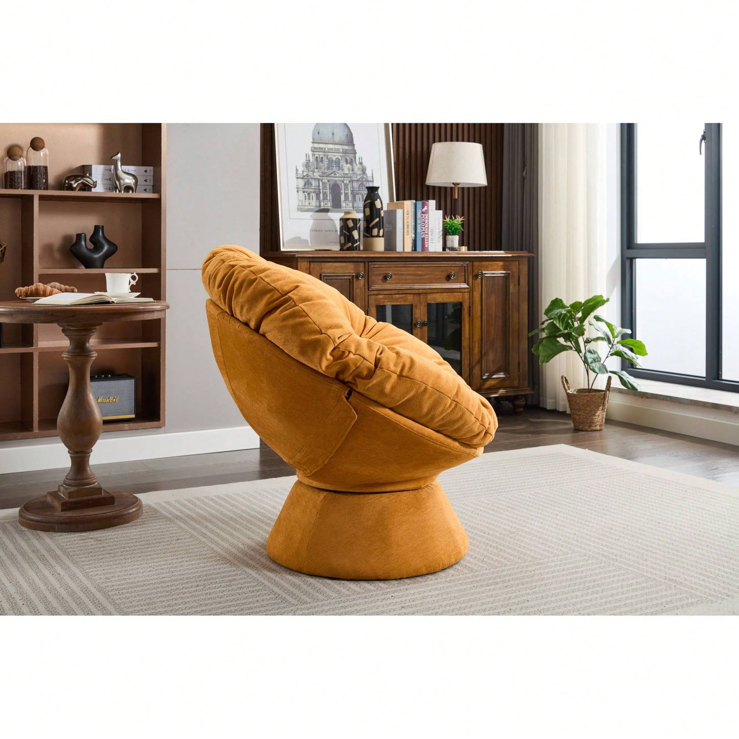 Oversized 360 Swivel Barrel Chair For Living Room And Bedroom Comfort