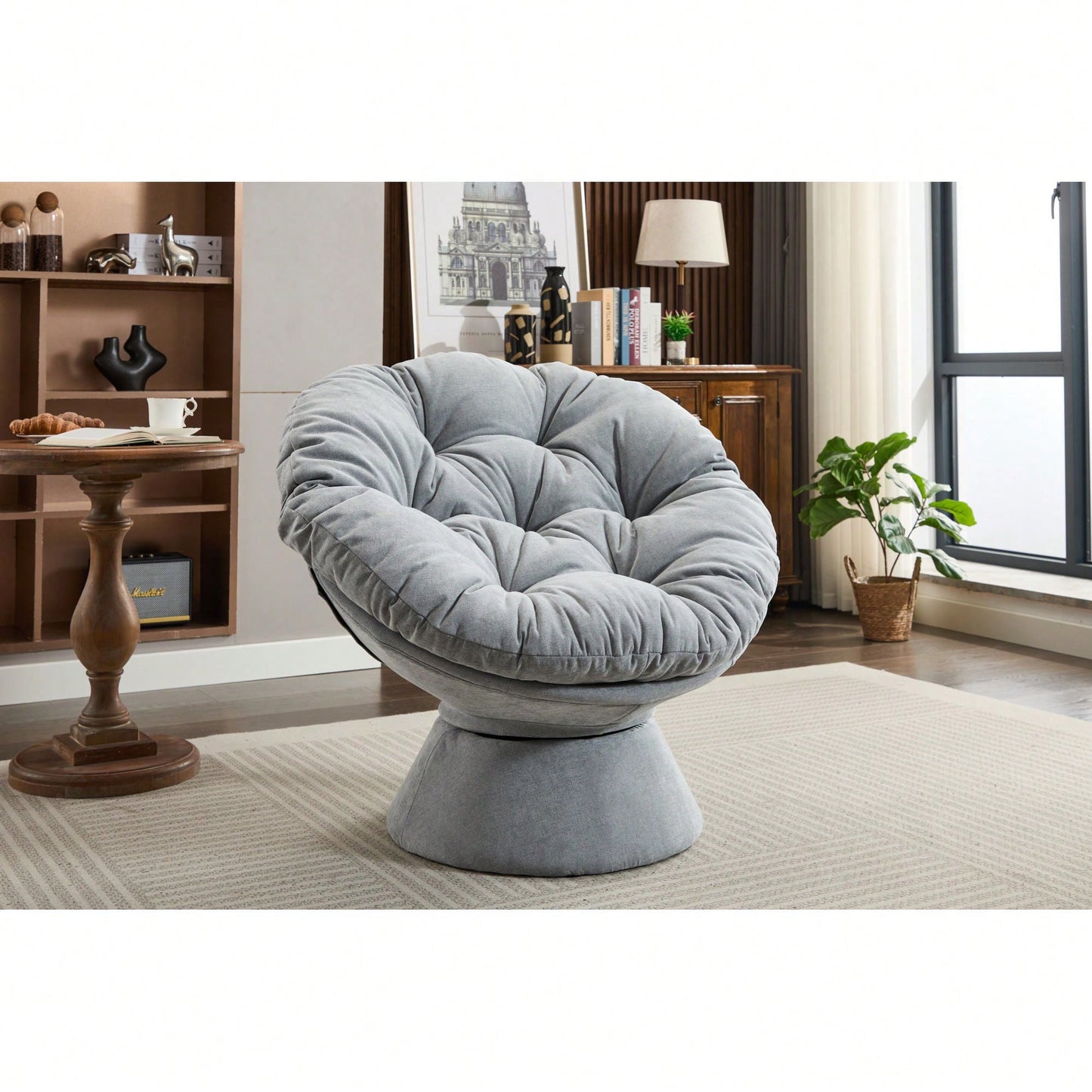 Oversized 360 Swivel Barrel Chair For Living Room And Bedroom Comfort