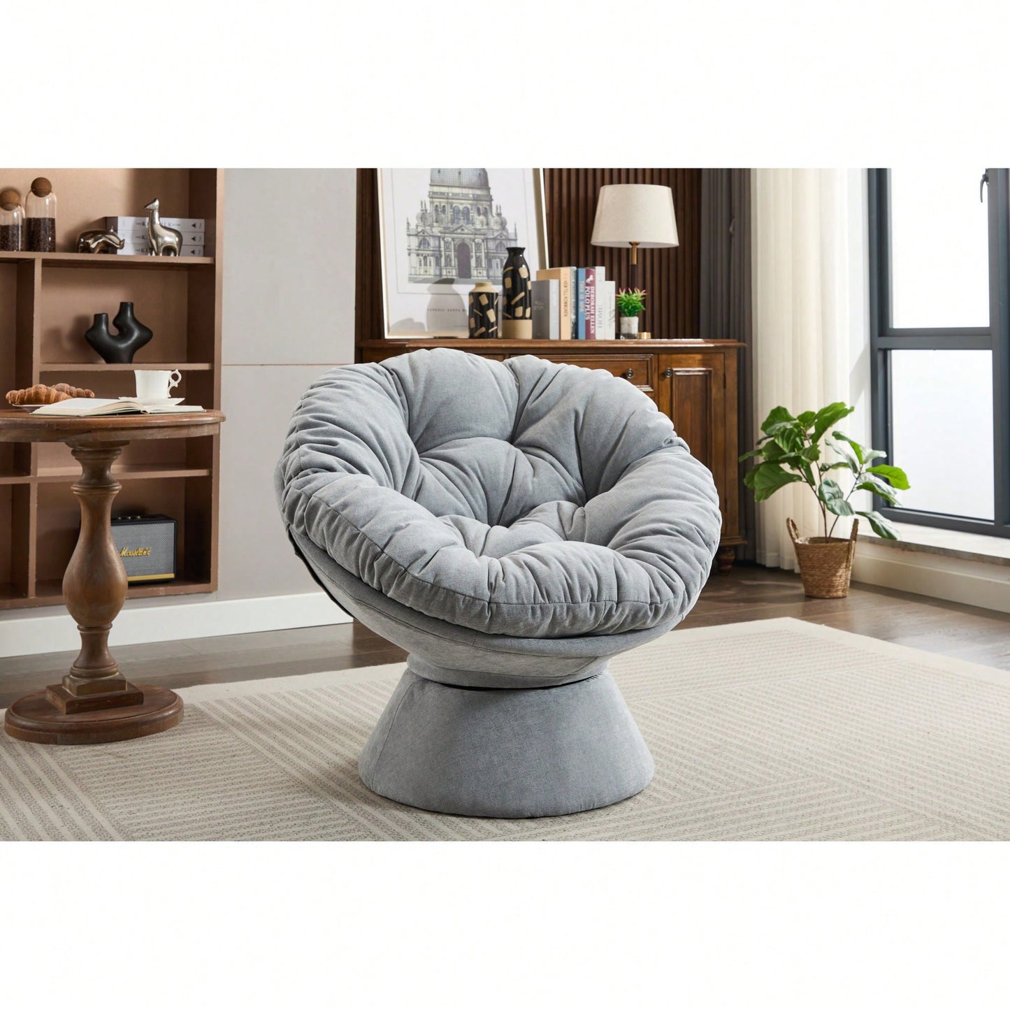 Oversized 360 Swivel Barrel Chair For Living Room And Bedroom Comfort