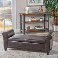 Stylish Storage Bench With Armrests For Entryway And Living Room Organization