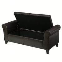 Stylish Storage Bench With Armrests For Entryway And Living Room Organization