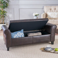 Stylish Storage Bench With Armrests For Entryway And Living Room Organization