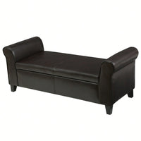 Stylish Storage Bench With Armrests For Entryway And Living Room Organization