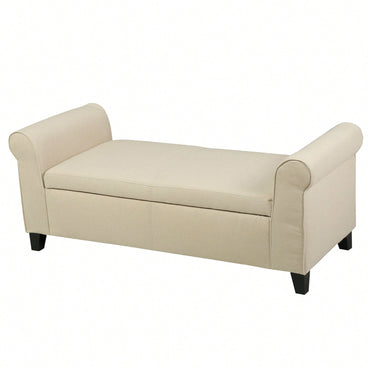 Stylish Storage Bench With Armrests For Entryway And Living Room Organization