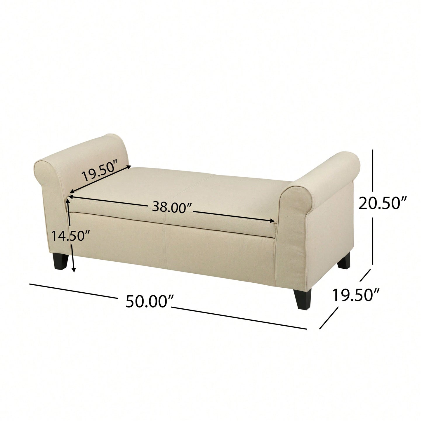 Stylish Storage Bench With Armrests For Entryway And Living Room Organization