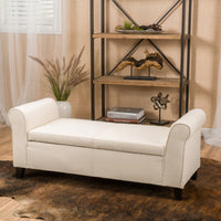 Stylish Storage Bench With Armrests For Entryway And Living Room Organization