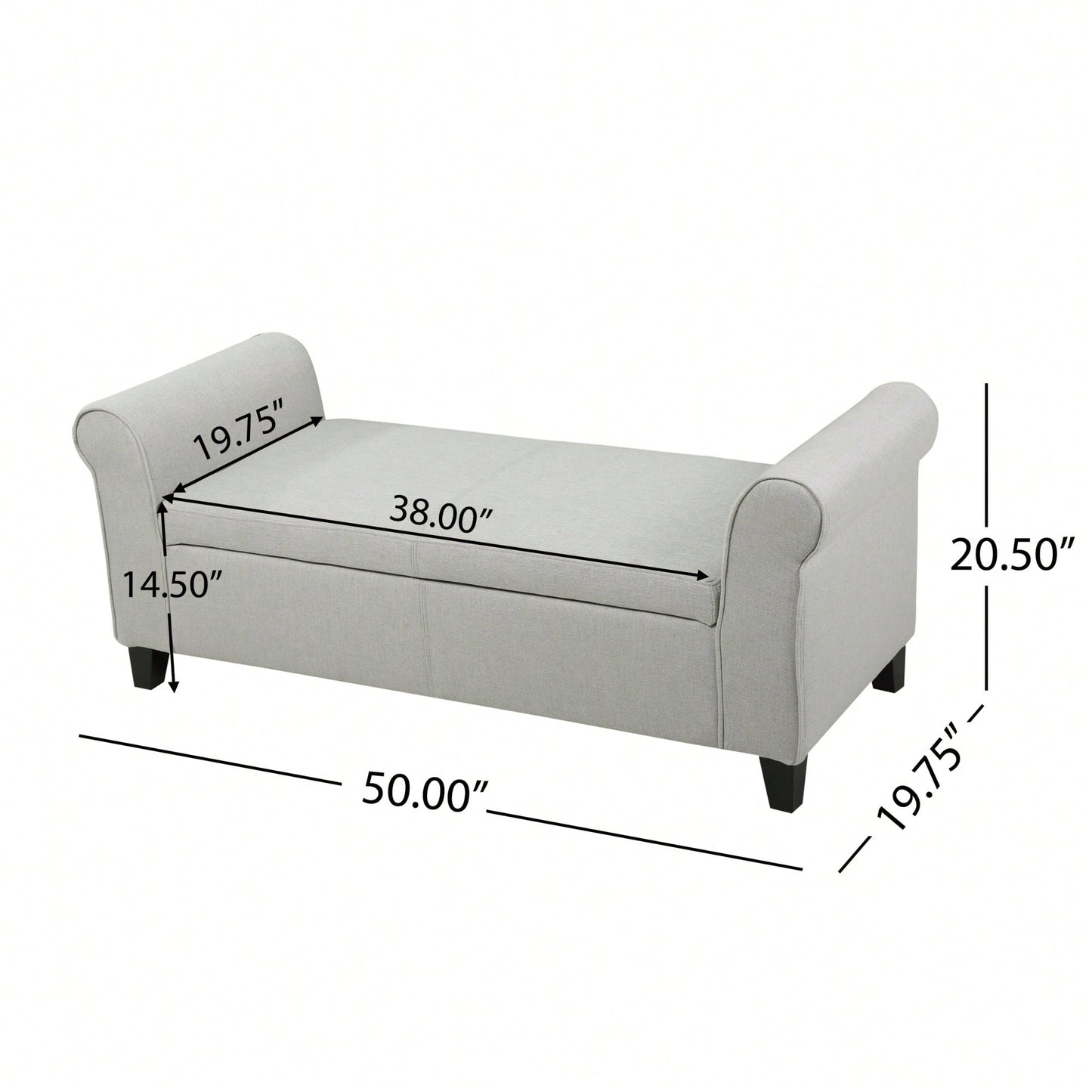 Stylish Storage Bench With Armrests For Entryway And Living Room Organization