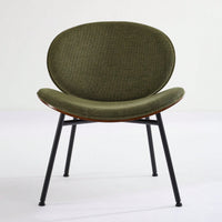 Mid-Century Modern Black Leather Lounge Chair With Walnut Finish Comfortable Backrest And Tripod Design
