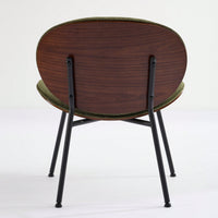 Mid-Century Modern Black Leather Lounge Chair With Walnut Finish Comfortable Backrest And Tripod Design