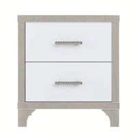 Sleek Black Mirrored Nightstand With Metal Handles And 2 Drawers For Bedroom And Living Room Storage