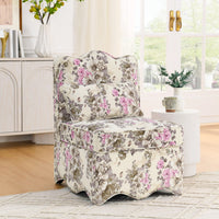 Soft Seat Flannel Dining Chair With Backrest And Matching Waist Pillow For Living Room - Pink