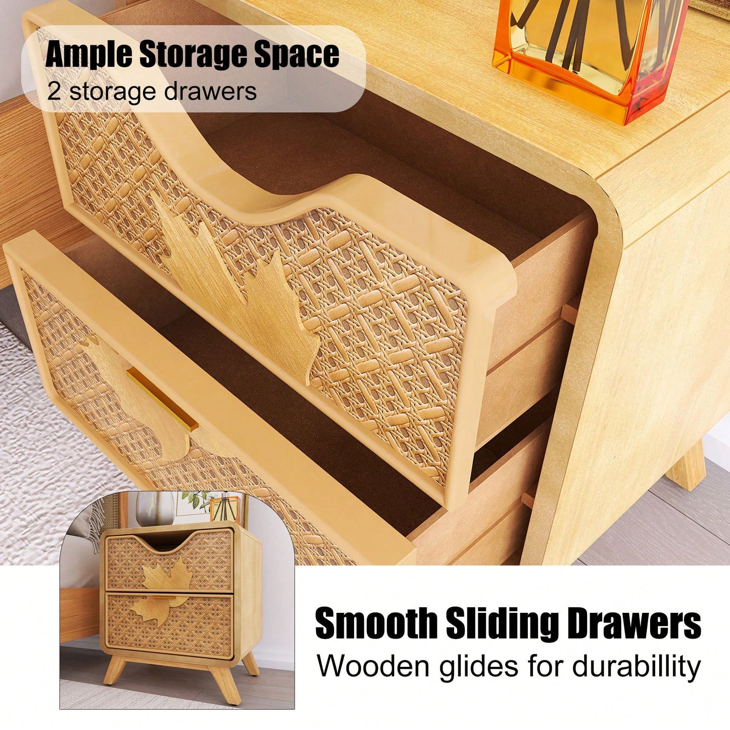 Handcrafted 2-Drawer Accent Cabinet For Timeless Style And Practical Storage