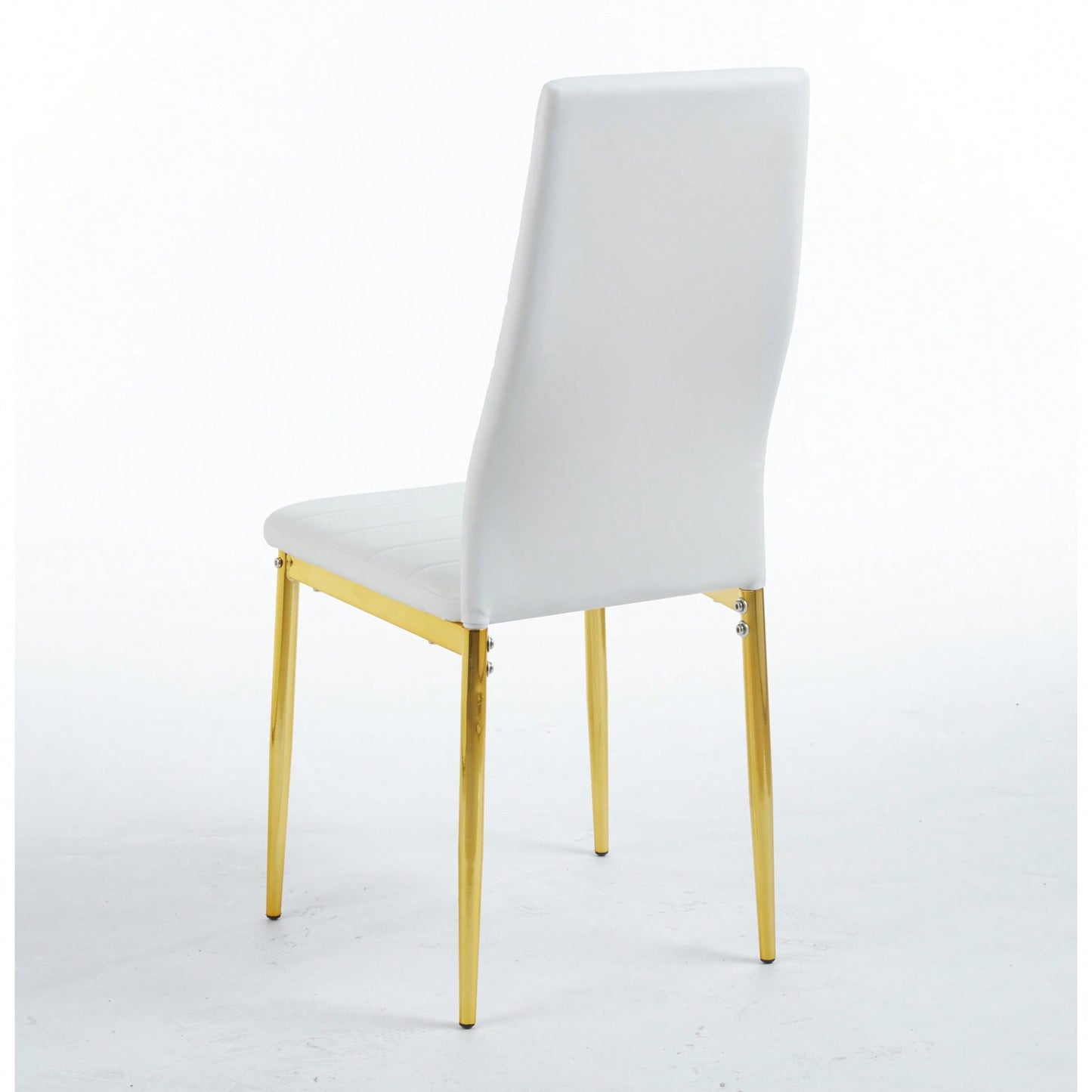 Set Of 4 Elegant Chairs With Golden Legs And White Seats For Dining Room Or Kitchen