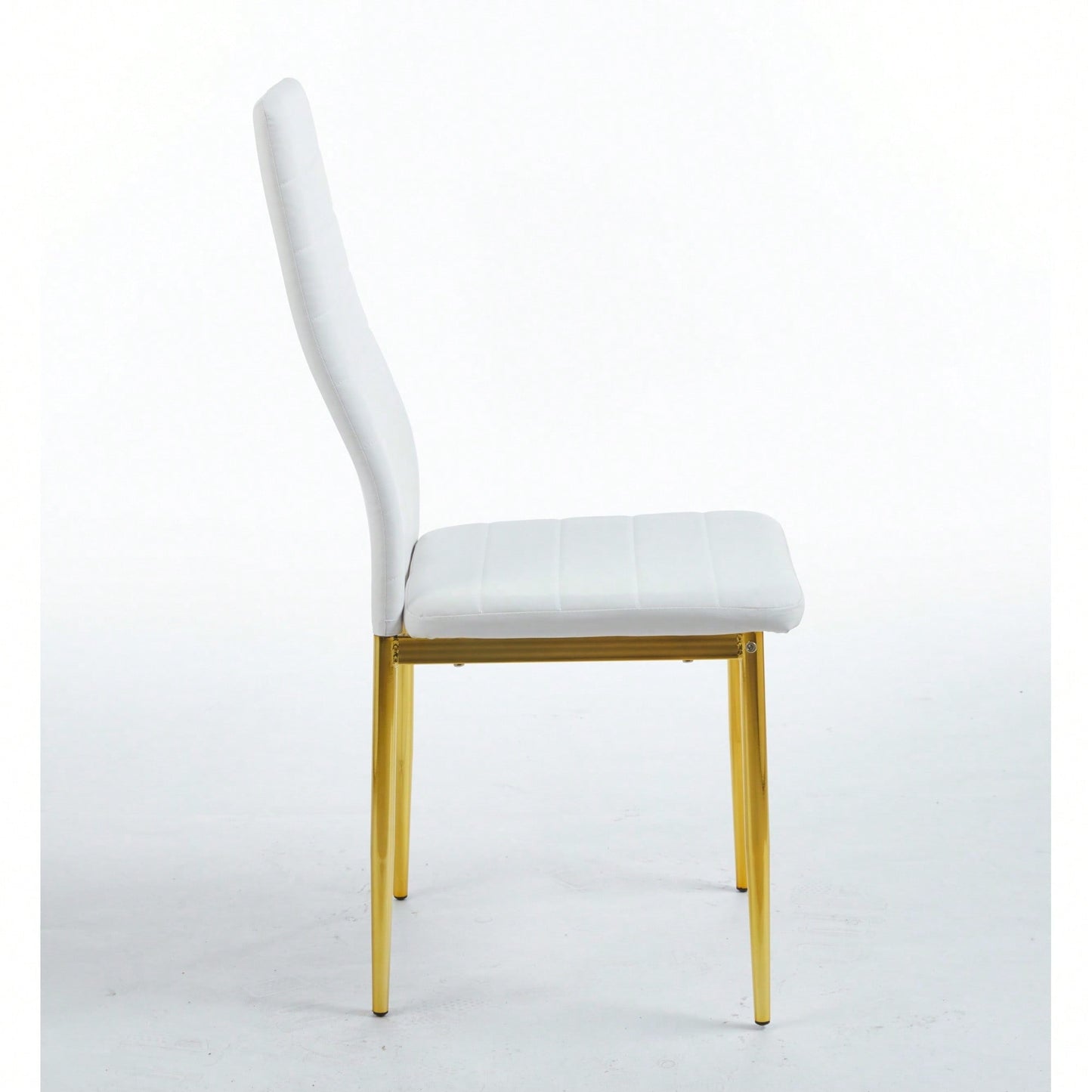 Set Of 4 Elegant Chairs With Golden Legs And White Seats For Dining Room Or Kitchen