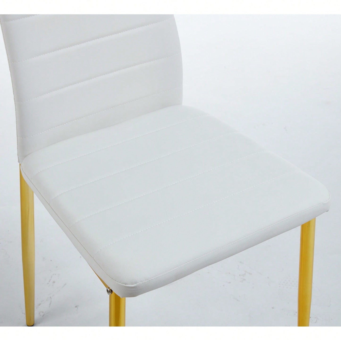 Set Of 4 Elegant Chairs With Golden Legs And White Seats For Dining Room Or Kitchen