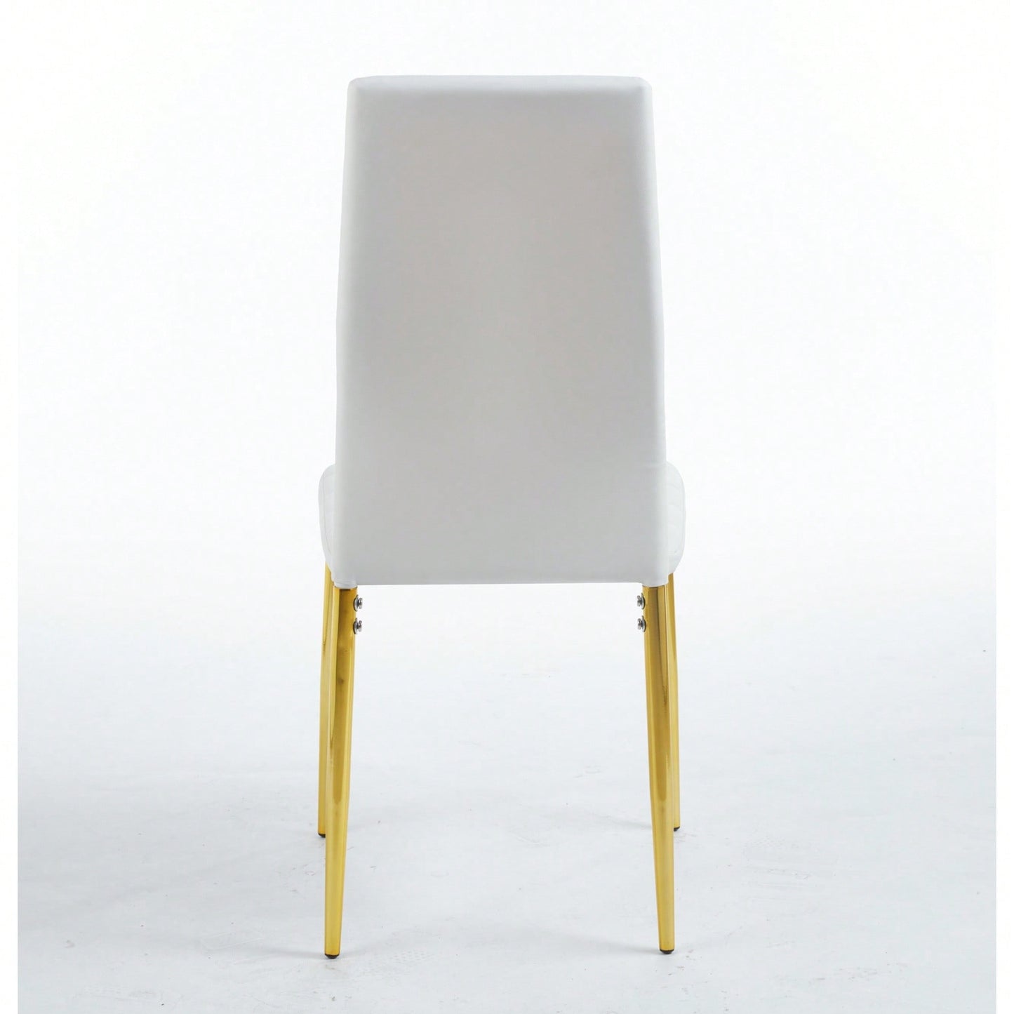 Set Of 4 Elegant Chairs With Golden Legs And White Seats For Dining Room Or Kitchen