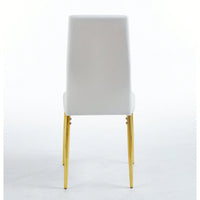 Set Of 4 Elegant Chairs With Golden Legs And White Seats For Dining Room Or Kitchen