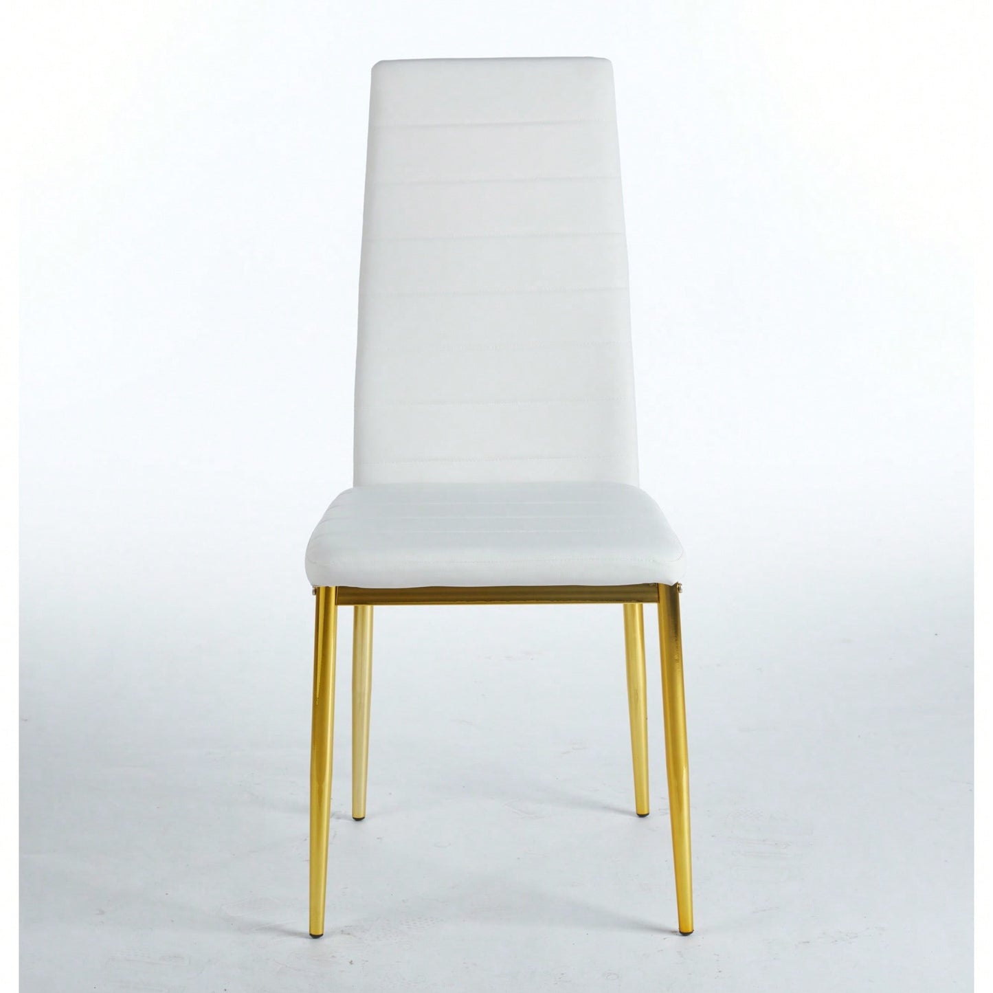 Set Of 4 Elegant Chairs With Golden Legs And White Seats For Dining Room Or Kitchen