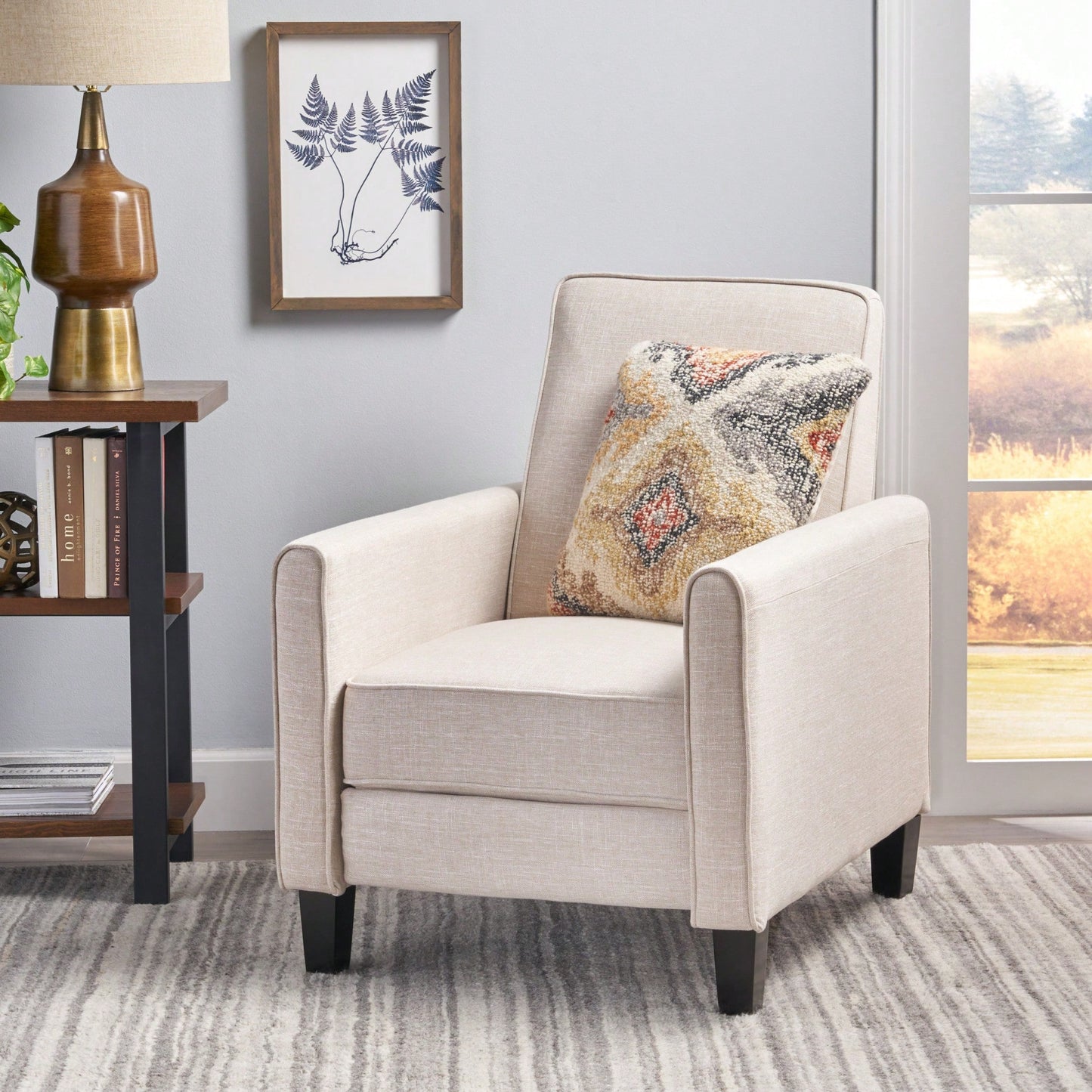 Elegant Light Beige Linen Push Back Chair For Stylish Home Décor