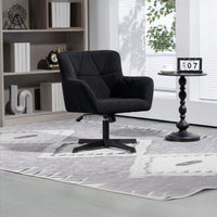 Stylish Velvet Swirl Desk Chair With Metal Legs Upholstered Accent Arm Chair For Home Office Living Room Bedroom Small Spaces Black