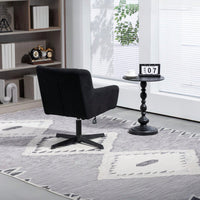 Stylish Velvet Swirl Desk Chair With Metal Legs Upholstered Accent Arm Chair For Home Office Living Room Bedroom Small Spaces Black