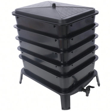 5-Layer 50L Worm Compost Bin Kit For Effortless Food Waste Recycling And Gardening