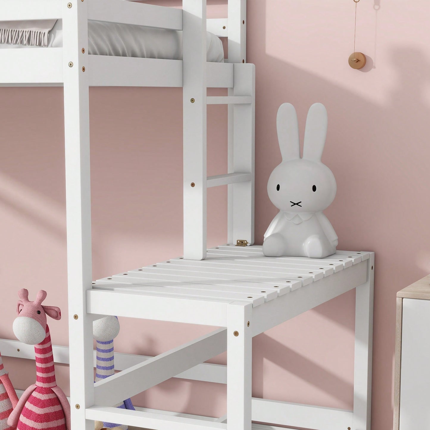 Twin High Loft Bed With Ladder And Guardrails In Grey Finish