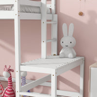 Twin High Loft Bed With Ladder And Guardrails In Grey Finish