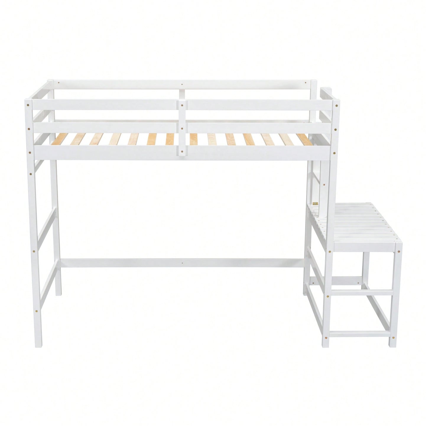 Twin High Loft Bed With Ladder And Guardrails In Grey Finish