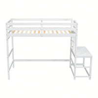 Twin High Loft Bed With Ladder And Guardrails In Grey Finish