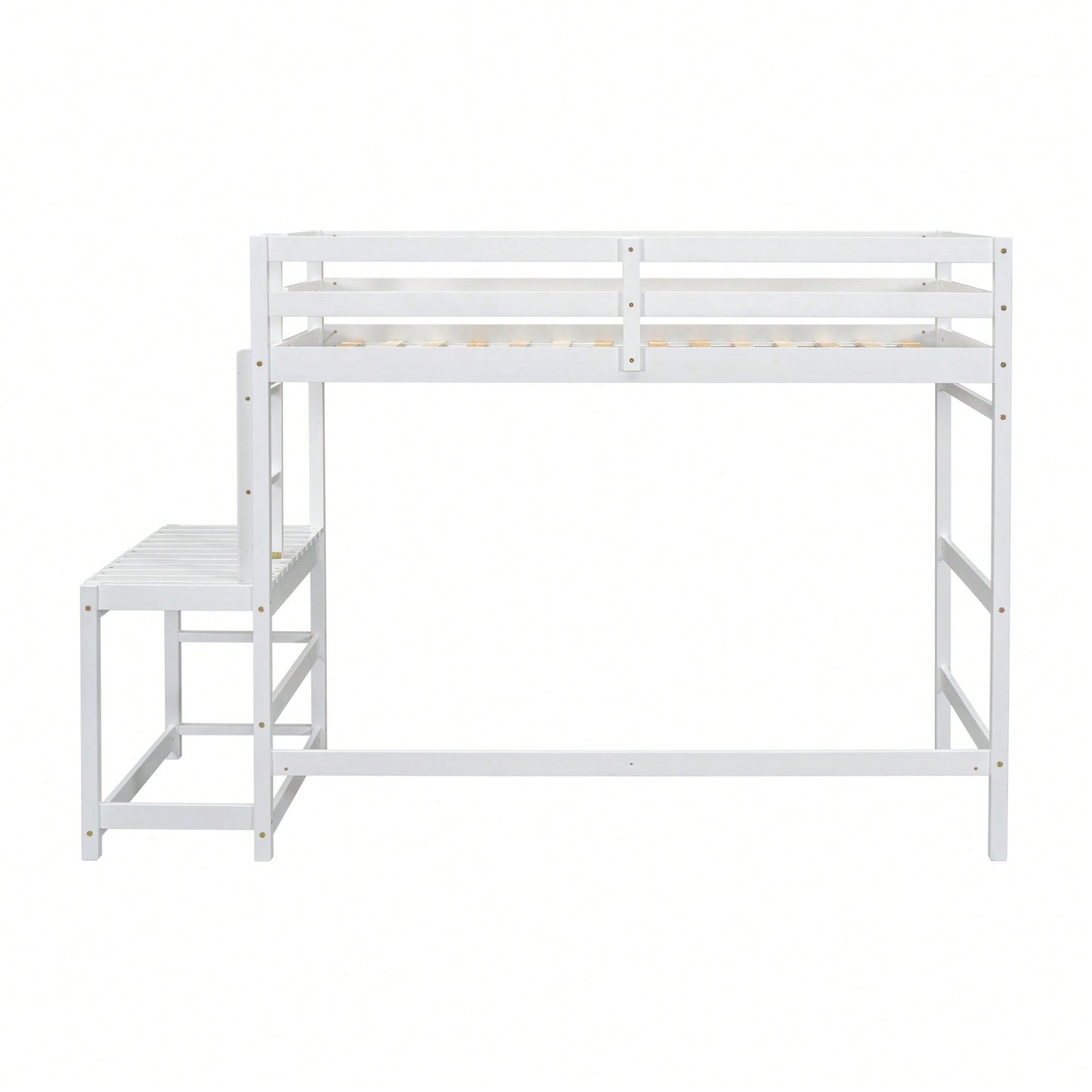 Twin High Loft Bed With Ladder And Guardrails In Grey Finish