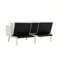 Elegant Cream White Velvet Sofa Bed With Gold Legs For Stylish Living Spaces