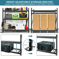 Heavy Duty 72 Inch Adjustable Garage Shelving Unit 6000lbs Capacity 3 Tier Metal Storage Rack For Industrial Garage Organization Black