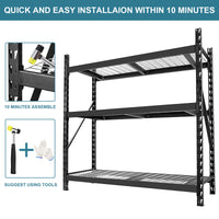 Heavy Duty 72 Inch Adjustable Garage Shelving Unit 6000lbs Capacity 3 Tier Metal Storage Rack For Industrial Garage Organization Black