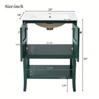 Modern 24 Inch Bathroom Vanity With Sink Top And Storage Cabinet, Stylish Single Sink Unit With 2 Doors For Efficient Bathroom Organization