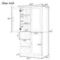 Spacious Grey Storage Cabinet With Doors And Three Drawers For Bathroom Or Office Organization