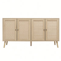 Versatile 4 Door Accent Storage Cabinet With Adjustable Shelves For Entryway Living Room Or Bedroom