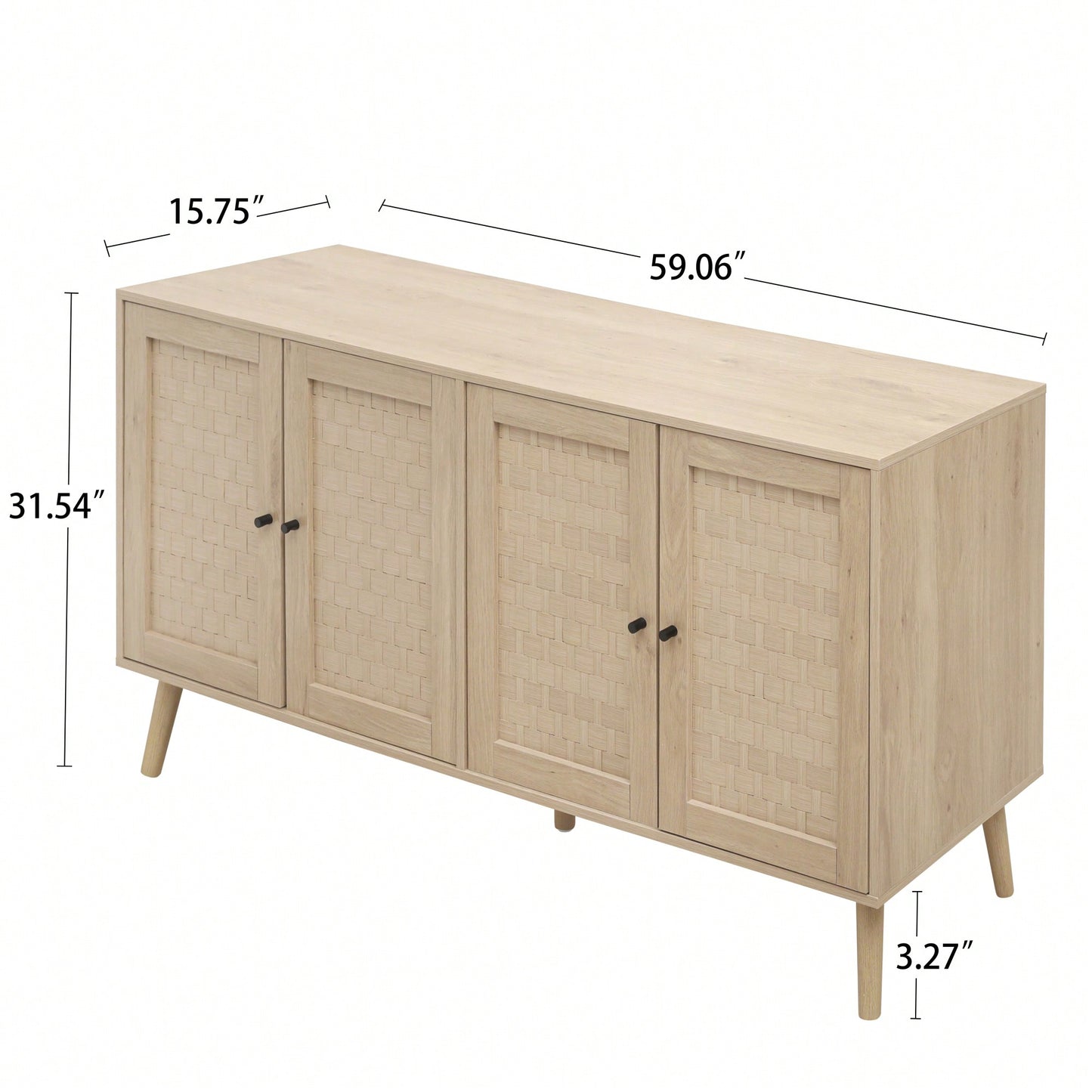 Versatile 4 Door Accent Storage Cabinet With Adjustable Shelves For Entryway Living Room Or Bedroom