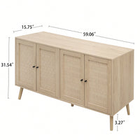 Versatile 4 Door Accent Storage Cabinet With Adjustable Shelves For Entryway Living Room Or Bedroom